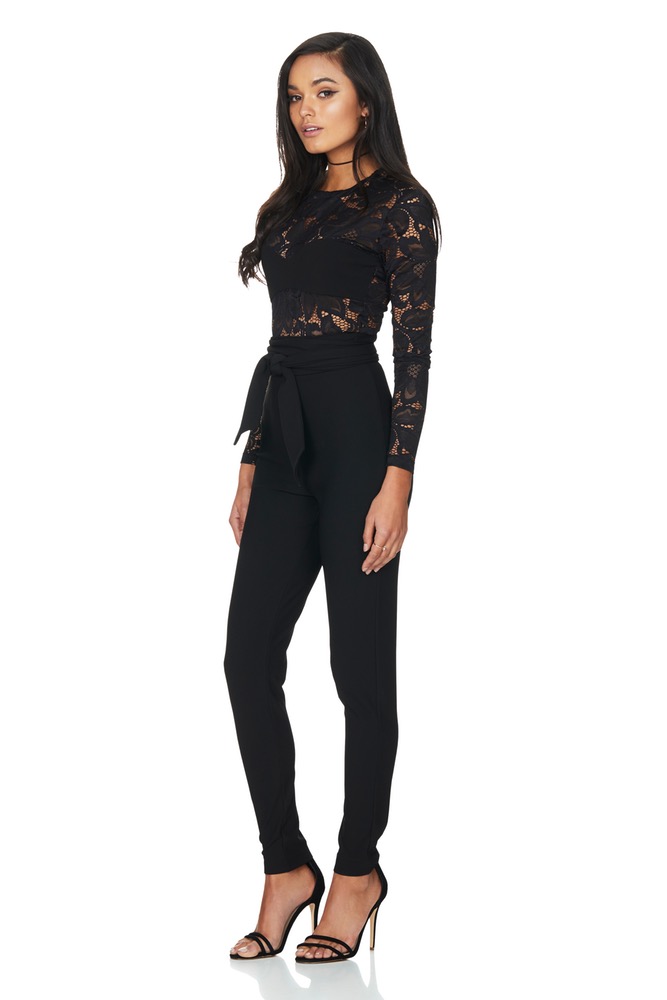 Buy Black Lace Bodysuit And Pants Set for Women Online in India