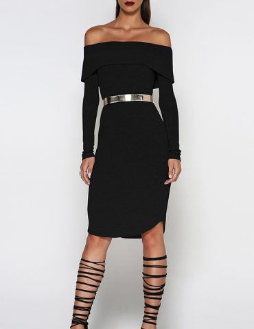 Off The Hook Knit Dress - Black