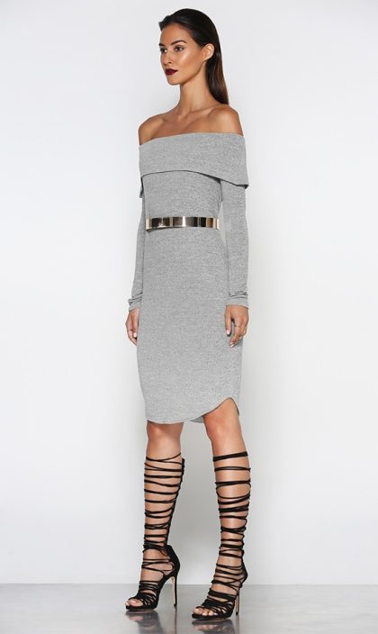 RUNAWAY Off The Hook Knit Dress - Grey - Image 3