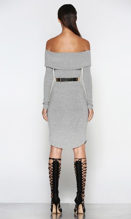 RUNAWAY Off The Hook Knit Dress - Grey - Image 4