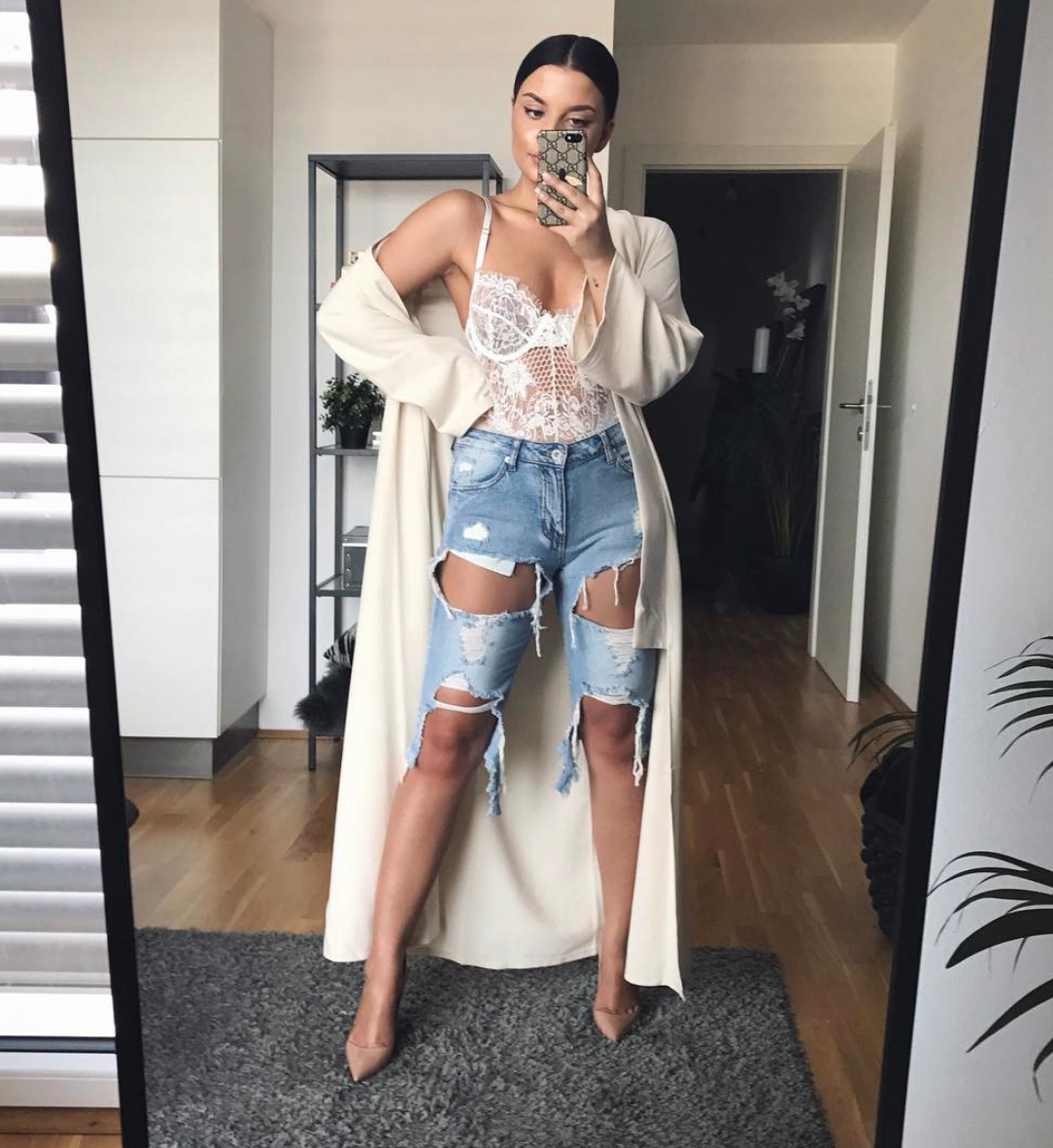 jeans and lace bodysuit