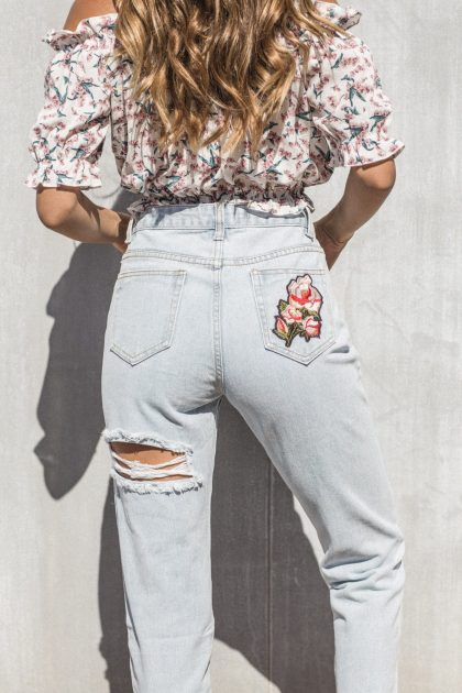 TOBY HEART GINGER Back It Up Mum Jeans - Light Wash - Image 3