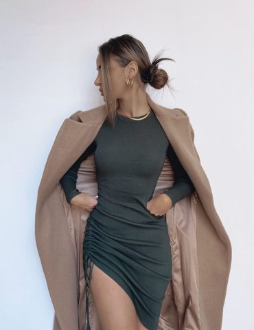 Military Minds Long Sleeve Dress - Moss