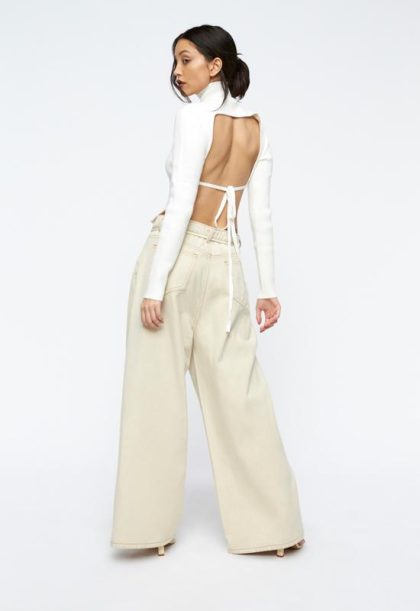 LIONESS Melrose Backless Top - Ivory - Image 7
