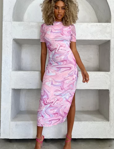 RUNAWAY Etoile Midi Dress - Pink