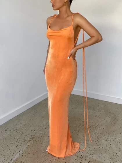 MELANI Cristina Gown - Orange (HIRE) - Image 5