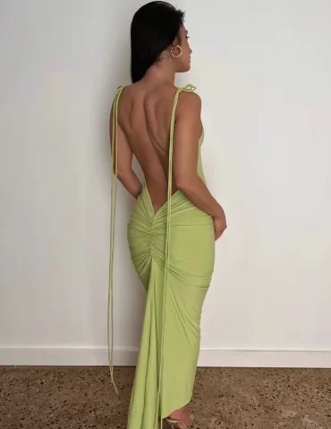 MELANI Azari Dress - Lime Green (HIRE)