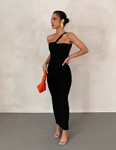 MELANI Melina Dress - Black (HIRE)