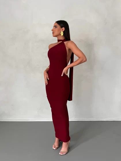 MELANI Leoni Dress - Wine (HIRE)
