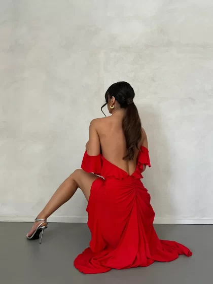MELANI Gabriella Dress - Red - Image 5