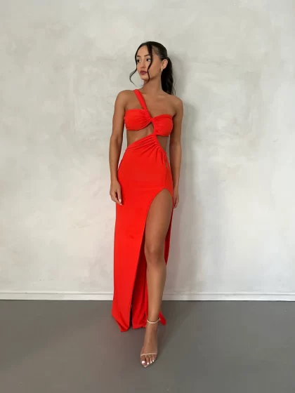 MELANI Eve Gown - Tangerine (HIRE)