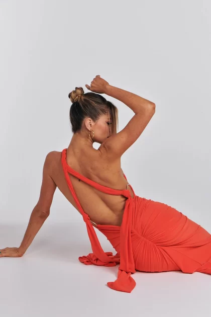 MELANI Izabella Multi Way Gown - Tangerine (HIRE) - Image 12