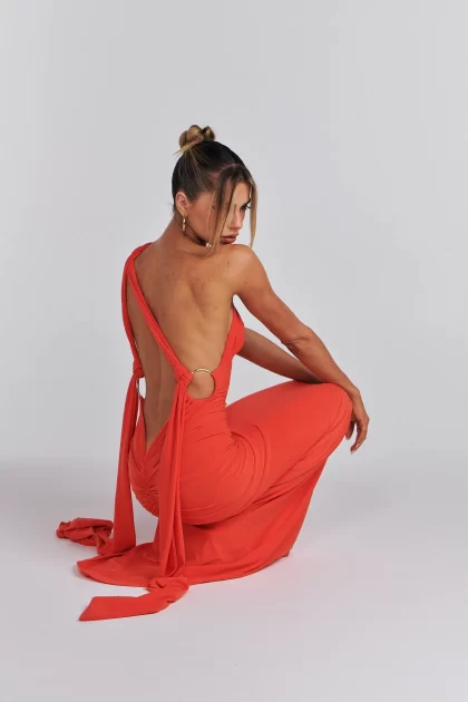 MELANI Izabella Multi Way Gown - Tangerine (HIRE) - Image 11