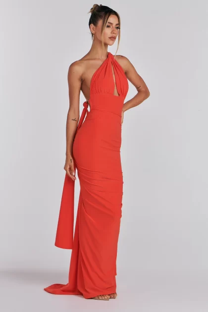 MELANI Izabella Multi Way Gown - Tangerine (HIRE) - Image 9