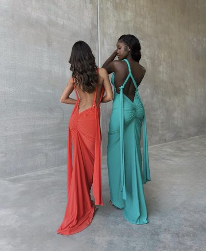MELANI Izabella Multi Way Gown - Tangerine (HIRE) - Image 3