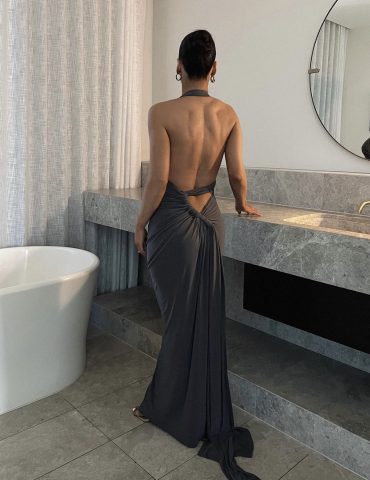 MELANI Ivana Multi Way Gown - Slate Grey (HIRE)