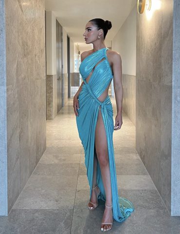 Aphrodite Gown - Aqua Metallic