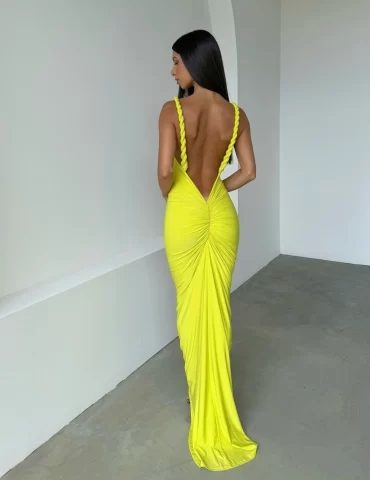 MELANI Yelena Gown - Chartreuse