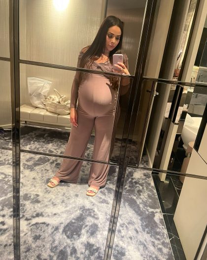CLUB L LONDON Kyla Maternity Jumpsuit - Mocha (HIRE) - Image 6