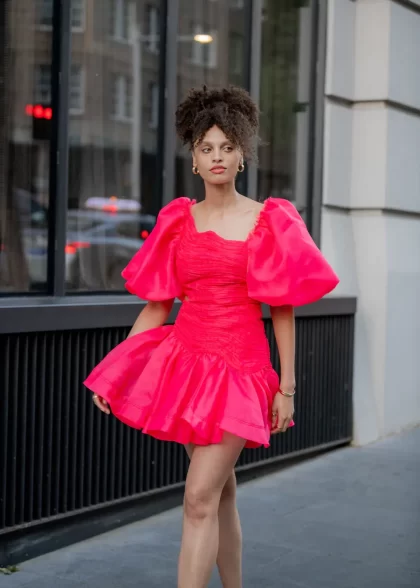 AJE Joan Puff Sleeve Mini Dress - Rouge Pink (HIRE) - Image 4
