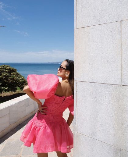 AJE Joan Puff Sleeve Mini Dress - Rouge Pink (HIRE) - Image 6