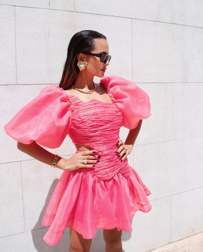 AJE Joan Puff Sleeve Mini Dress - Rouge Pink (HIRE) - Image 5