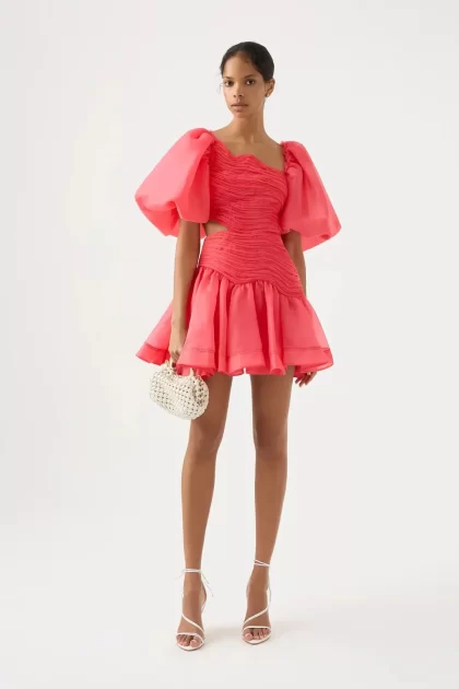 AJE Joan Puff Sleeve Mini Dress - Rouge Pink (HIRE) - Image 7