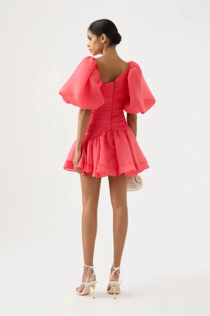 AJE Joan Puff Sleeve Mini Dress - Rouge Pink (HIRE) - Image 8