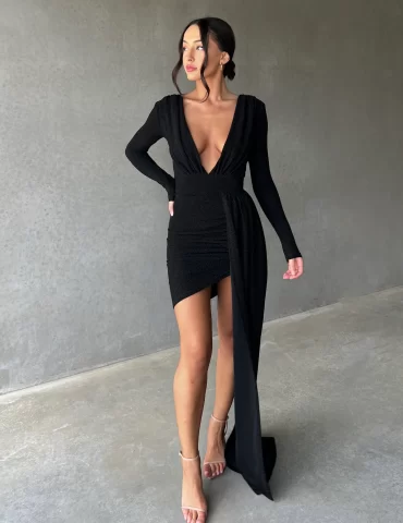 MELANI Mariya Mini Dress - Black Foil
