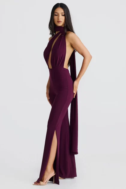 MELANI Vera Multi Way Jumpsuit - Mulberry - Image 4