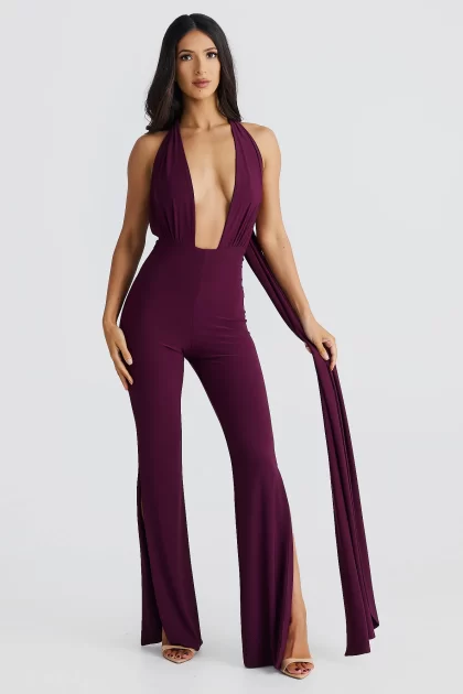 MELANI Vera Multi Way Jumpsuit - Mulberry - Image 5