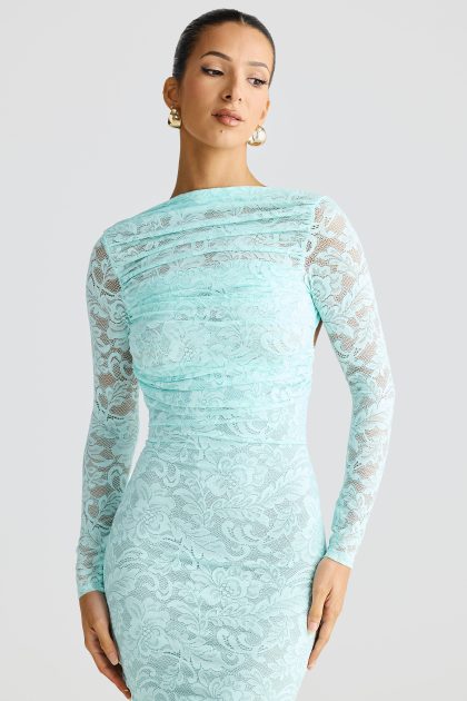 MELANI Amara Gown - Aqua Lace - Image 4